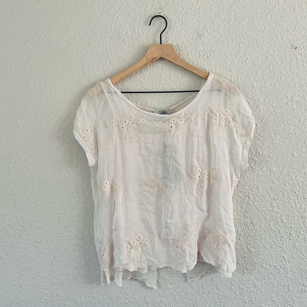 Made in Italy Silk Blend Eyelet Blouse